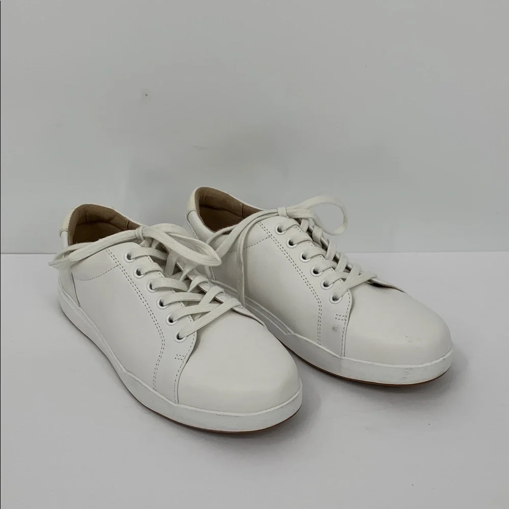 ABEO Encore lace sneaker shoe white leather tie comfort footbed platform 6.5
